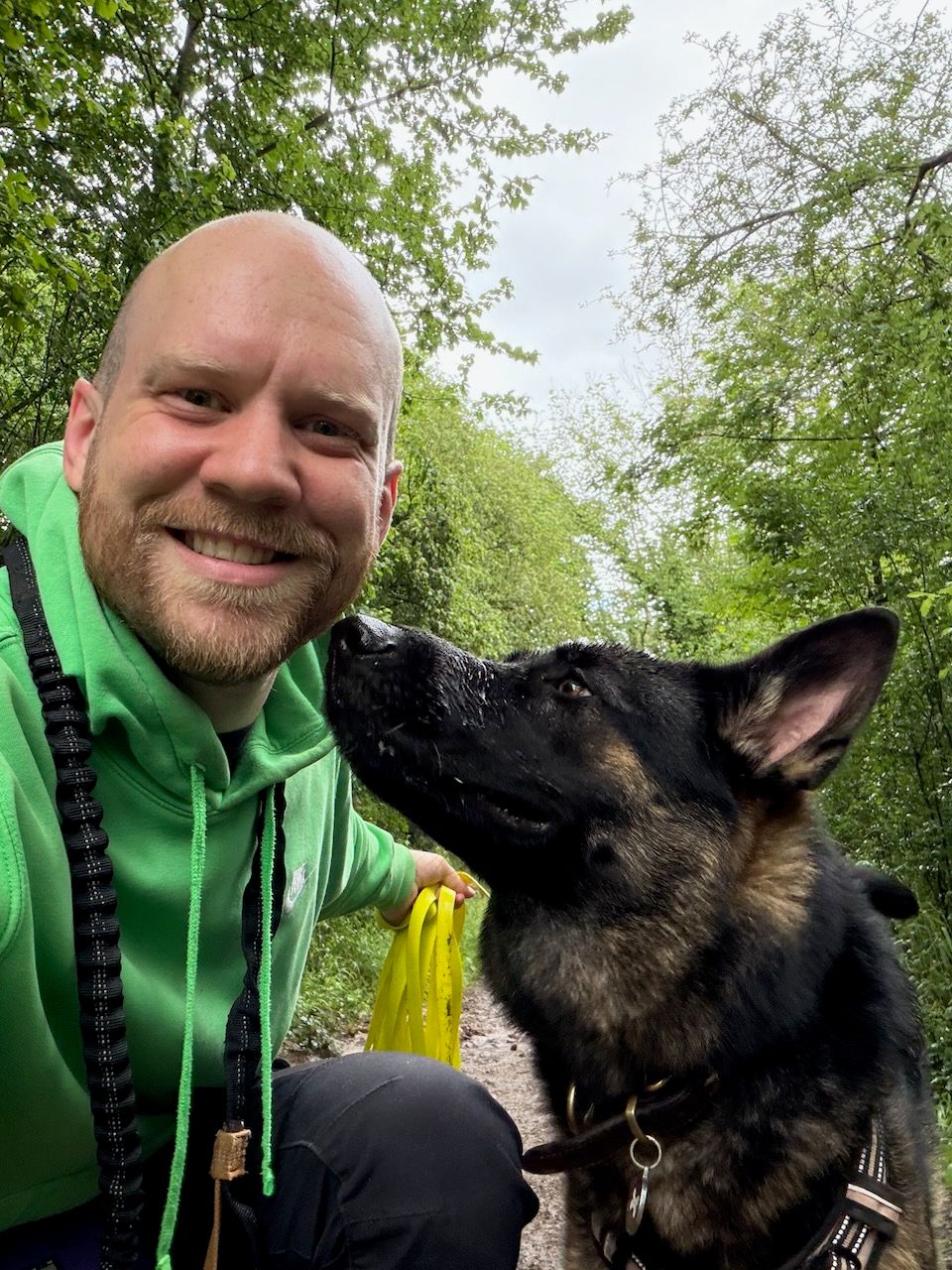 Steve with a German Shepherd